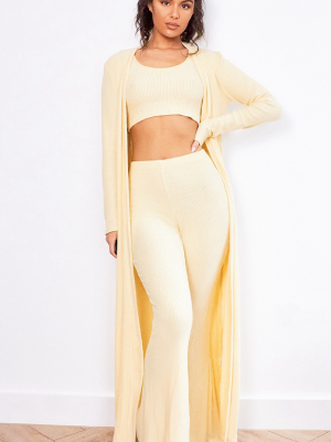 Sand Brushed Rib Maxi Cardigan