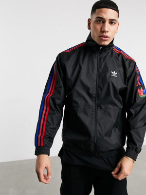 Adidas Originals 3d Trefoil Track Jacket With 3 Stripes In Black