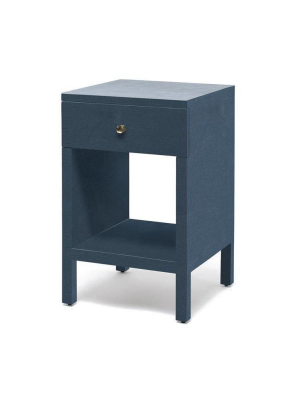 Maris Single Nightstand True Navy Faux Belgian Linen