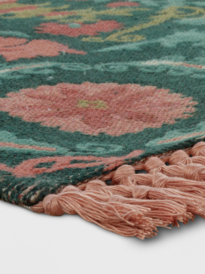 5'x7' Indoor/outdoor Floral Woven Area Rug Teal - Opalhouse™