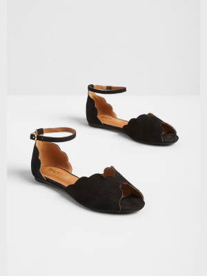 Sweetly Scalloped Ankle Strap Flat