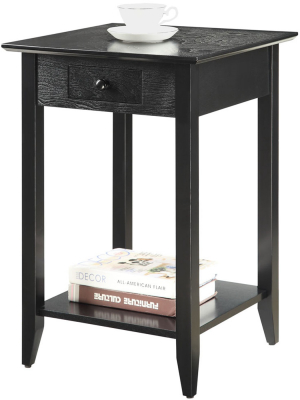 American Heritage End Table With Drawer And Shelf Black - Breighton Home