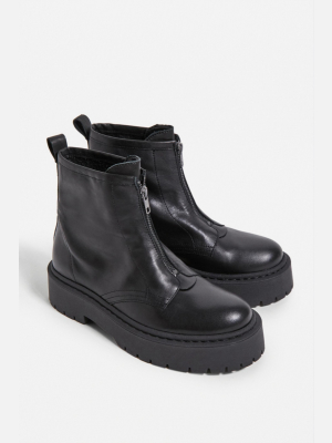 Uo Benny Zip Front Leather Boot