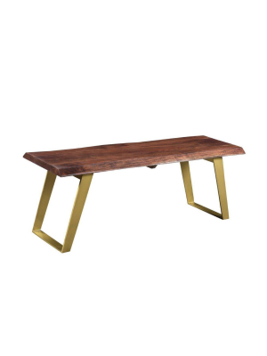 50" Sheesham Live Edge Bench Brown/gold - Timbergirl