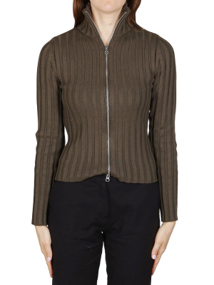 Mm6 Maison Margiela Ribbed High-neck Cardigan