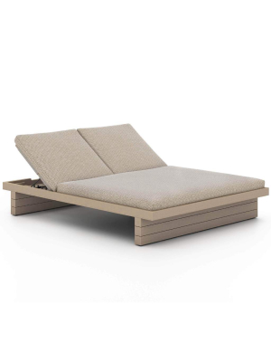 Leroy Outdoor Double Chaise, Faye Sand/washed Brown