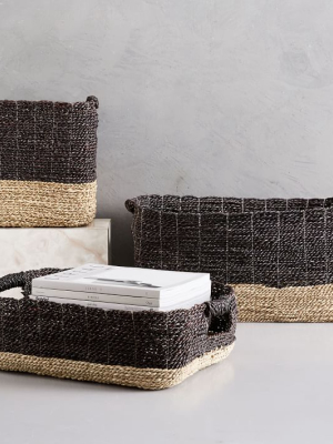 Two-tone Woven Baskets – Natural/black