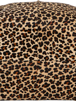 Cowhide Pouf, Leopard On Beige