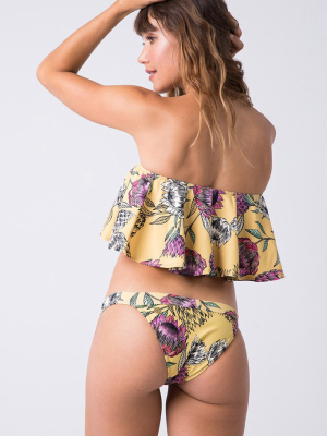 Mira Low Rise Bikini Bottom - Yellow Floral Print