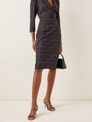 Kate Checked Wool-blend Midi Dress