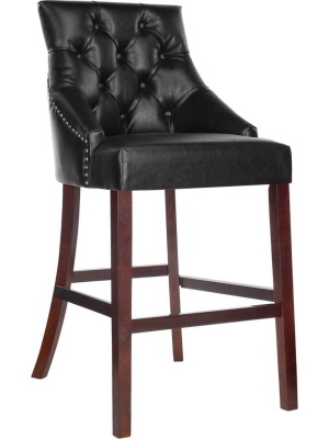 Ellianna Tufted Wing Back Bar Stool Black (set Of 2)