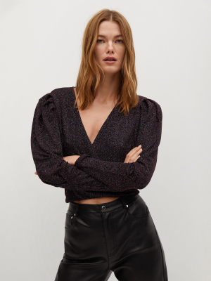 Sparkled Puffed Sleeves Top