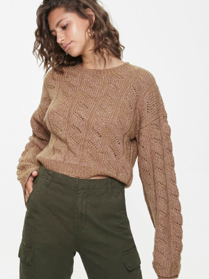 Cable Knit Drop-sleeve Sweater