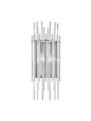 Wallis 2 Light Wall Sconce Polished Nickel