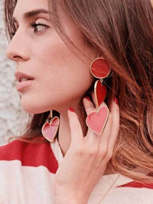 2 Red Heart Earrings