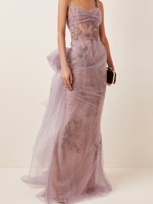 Bow-embellished Tulle Gown