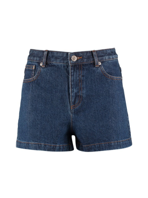 A.p.c. Contrast Stitching Denim Shorts