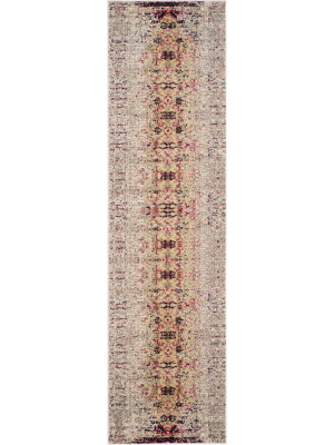 Monaco Distressed Ivory/pink Runner Rug