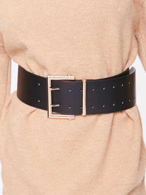 Wide Faux Leather Waist Belt