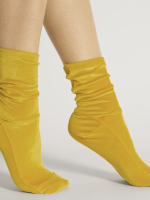 Darner Mustard Yellow Velvet Socks