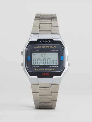 Casio A163wa-1qes Digital Bracelet Watch In Silver