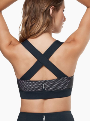 Aria Criss Cross Back Sports Bra - Blue Graphite