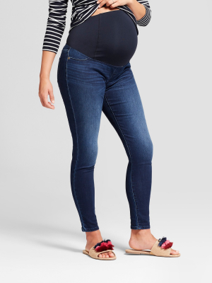 Maternity Crossover Panel Skinny Jeans - Isabel Maternity By Ingrid & Isabel™ Dark Wash