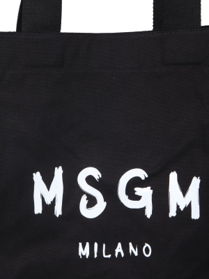 Msgm Logo Print Tote Bag