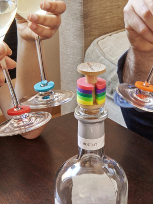 Rainbow Wine Rings + Stopper