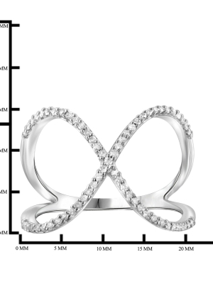 1/7 Ct. T.w. Round-cut White Diamond Prong Set Geometric Ring In Sterling Silver (6)