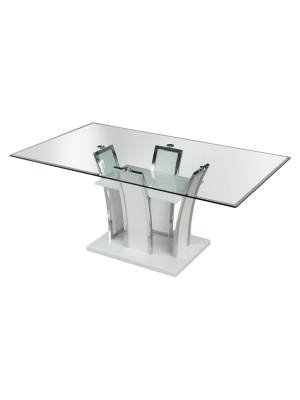 Lexinton Glass Top Open Shelf Base Dining Table White - Iohomes