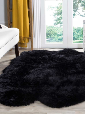 Sheepskin Pelt Midnight Black Area Rug