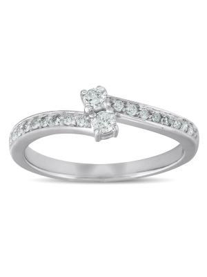 Pompeii3 1/4 Ct Two Stone Diamond Engagement Forever Us Ring White Gold Anniversary Band