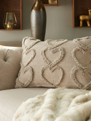 Life Styles Raised Hearts Throw Pillow Khaki - Mina Victory