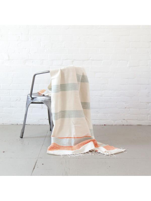 Camden Lightweight Blanket - Azure + Tangerine