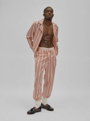 Men's Pencil Stripe Classic Cotton Pyjama Bottoms Vanilla