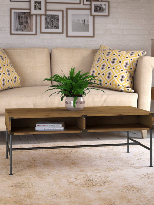 Ironworks Coffee Table Vintage Golden Pine - Kathy Ireland Home