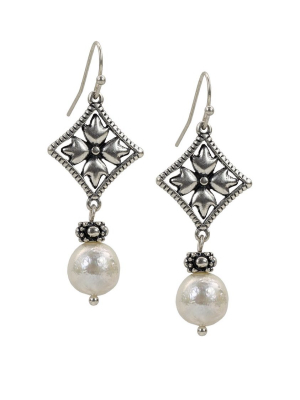 Floret Pearl Dangle Earrings