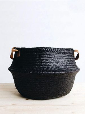 Dolly Belly Basket - Black - Leather Handle