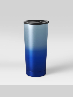 19oz Stainless Steel Vacuum Coffee Tumbler With Slide Lid Blue Ombre - Room Essentials™