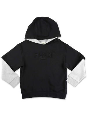 Fendi Kids Logo Embossed Layered Hoodie