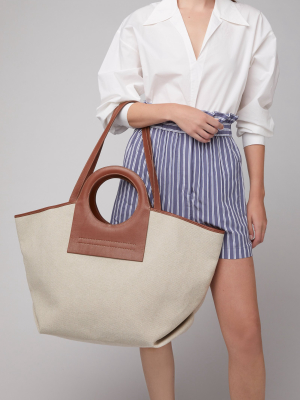 Cala Leather-trimmed Canvas Tote