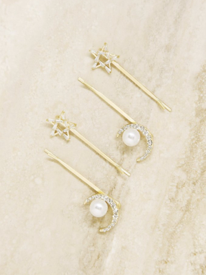 Spell Casting Crystal And Pearl Hair Pins