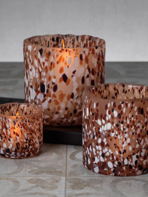 Agiba Blush Terrazzo Glass Candle Holder