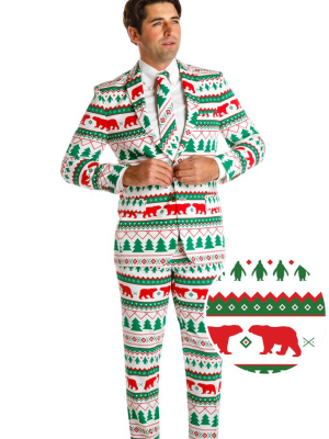 The Polar Bear Bandito | Green And White Fair Isle Christmas Suit