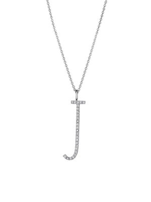 Type Letter "j" Diamond Pendant Necklace