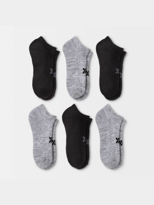 Women's Extended Size Cushioned 6pk Low Cut Athletic Socks - All In Motion™ - Heather Gray/black 8-12