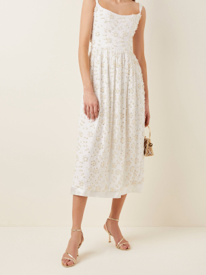 Persephone Embellished Broderie Anglaise Cotton Midi Dress