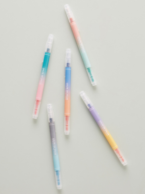 Double-sided Colored Pens, Set Of 5