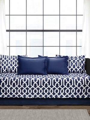 6pc Edward Trellis Daybed Cover Set Navy - Lush Décor